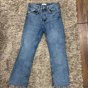 Zara High Rise Straight Leg Jeans - Medium Blue Denim